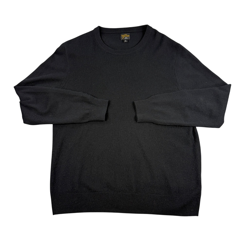 J.Crew 100% Cashmere Crewneck Sweater Mens L Black Long Sleeve Solid Soft Knit